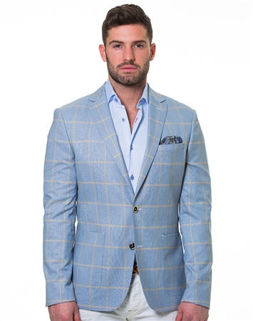 Fashionable Light Blue Blazer | Luxury Sport Coat | Maceoo