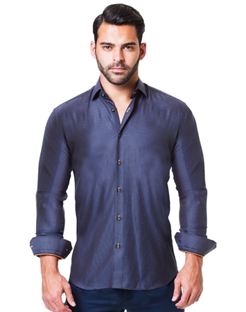 Navy Business Casual Dress Shirt | Men's Navy Sport Shirt | Maceoo