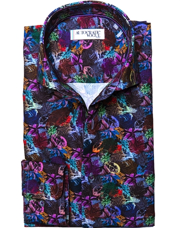 Luxury Plum Organic Print Shirt | Designer Italian Dress Shirt ...