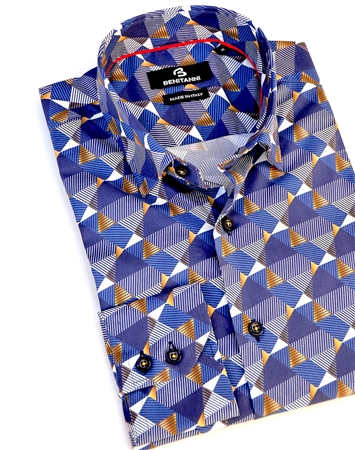 Modern Italian Dress Shirt | Royal Blue Geometric Print Shirt | Next ...