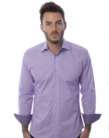 Puple Button Down - Men Casual Shirt | Slim Fit DressShirt | Bertigo