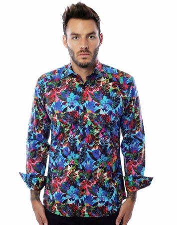 Turquoise Floral - Designer Dress Shirt | Men Trendy Shirt | Bertigo