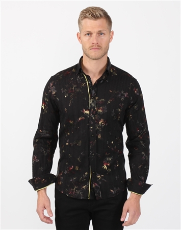 Jungle Fever Men’s Luxury Dress Shirt,- Men’s Floral Designer Long ...