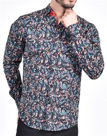 Colorful Paisley Print Shirt|Eight-x Luxury Long Sleeve|Nextlevelcouture