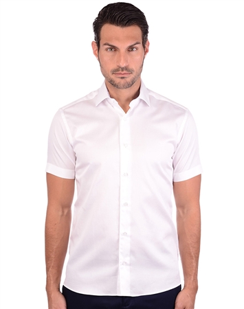 Crisp White Cotton Shirt | White Short Sleeve Men’s Shirt| Bertigo