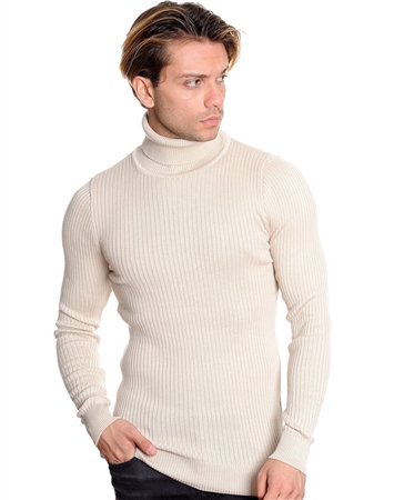 Light Beige Turtleneck Sweater | European Fashionwear | LCR Menswear