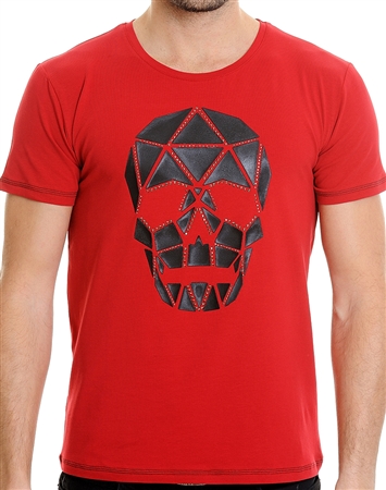 Exceptional RedT-Shirt | Sporty Red Black Skull Crew-Neck Shirt | LCR ...