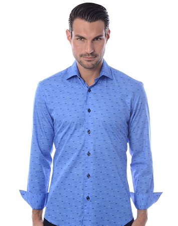Light Blue Button Down - Bowtie Print Dress Shirt | Designer Men's ...