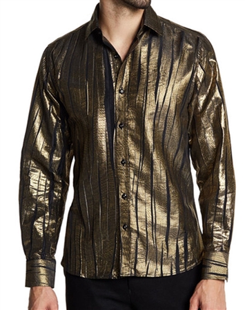 Shop Men: Metallic Gold Button Down Shirt