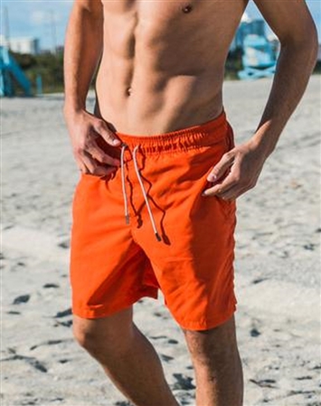 Innovative Orange Board Shorts | Designer Mens Swim Trunks | Trouvaille